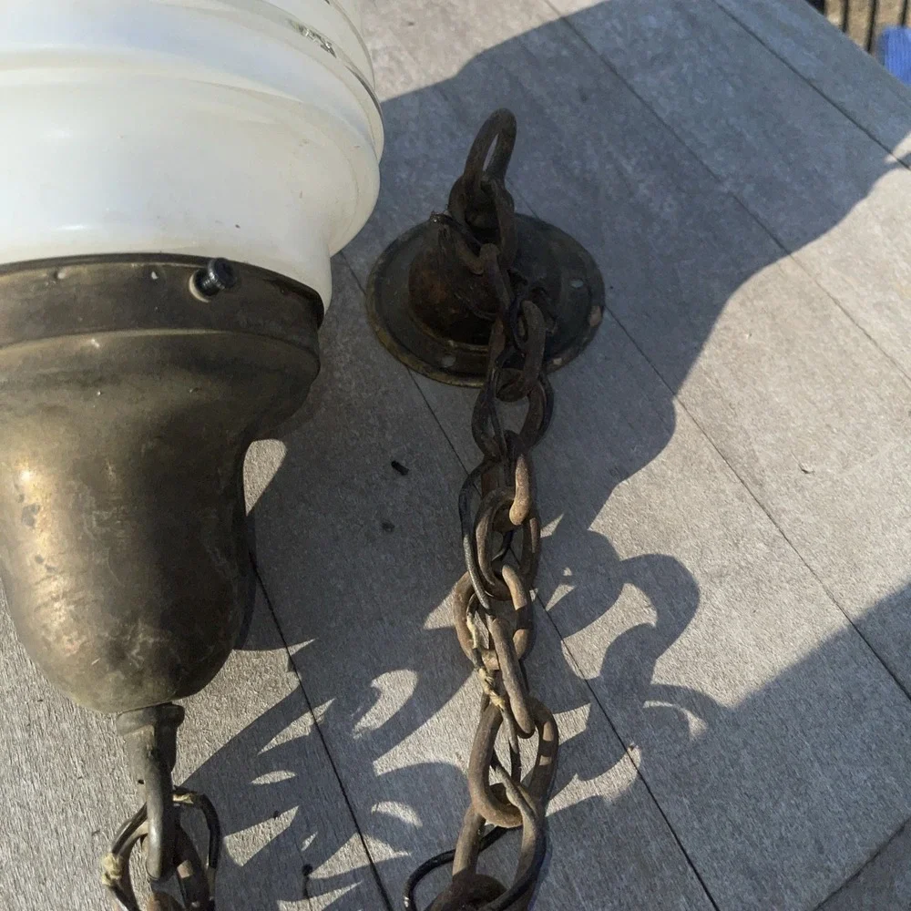 Vintage Art‎ Deco MCM Ribbed Tiered CEILING LIGHT GLOBE ATOMIC UFO SMALL
